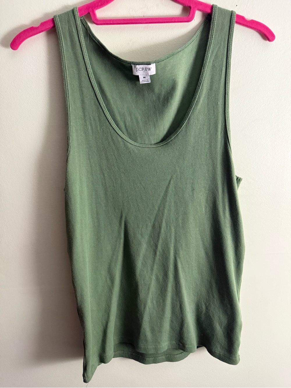 J Crew Women’s Olive Ribbed Coton Tank Top M